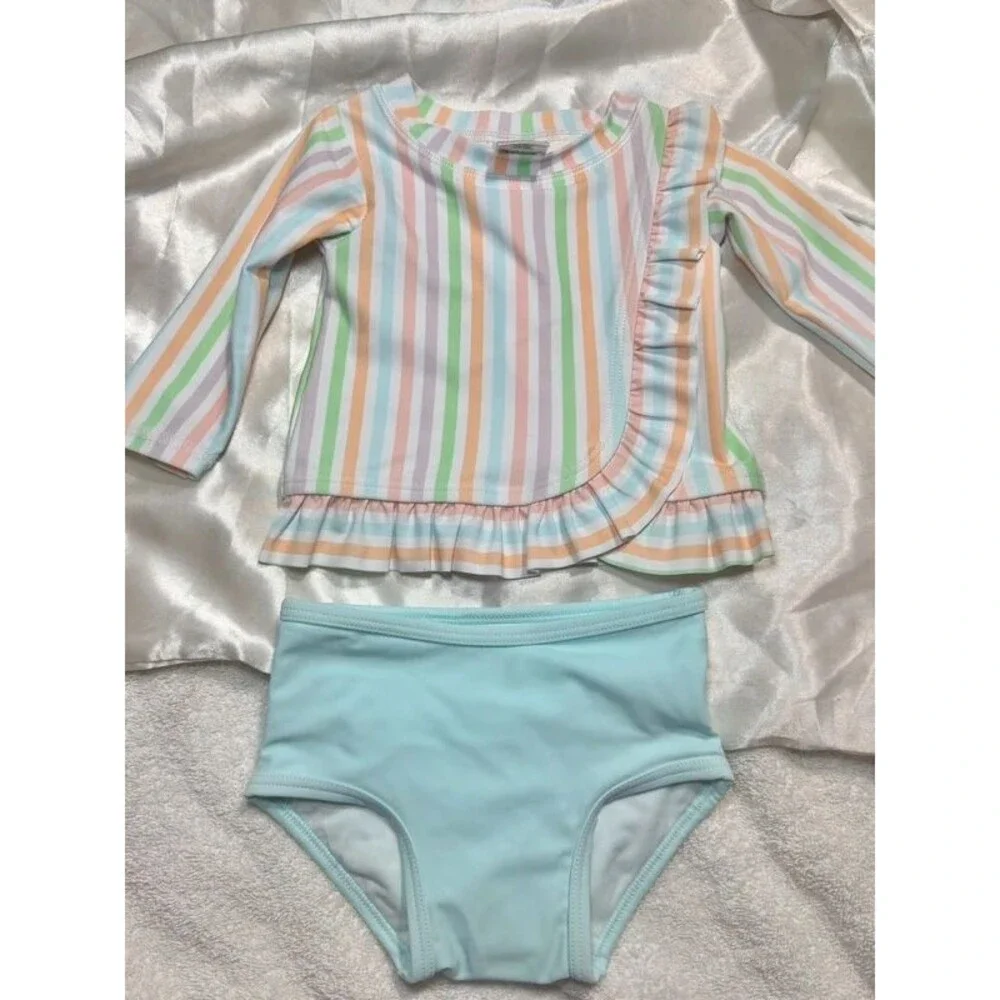 Rufflebutts 2 Piece Toddler Girls Swimsuit Pastel NWT 3-6M